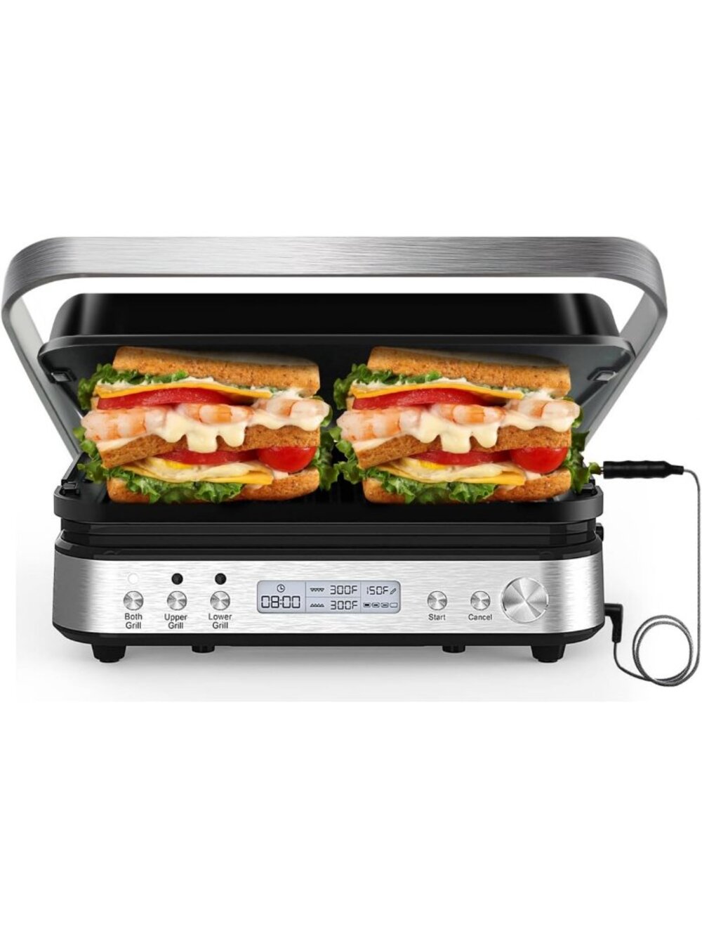 5-in-1 Panini Press Grill with Removable Plates & 1600W Power - Versatile